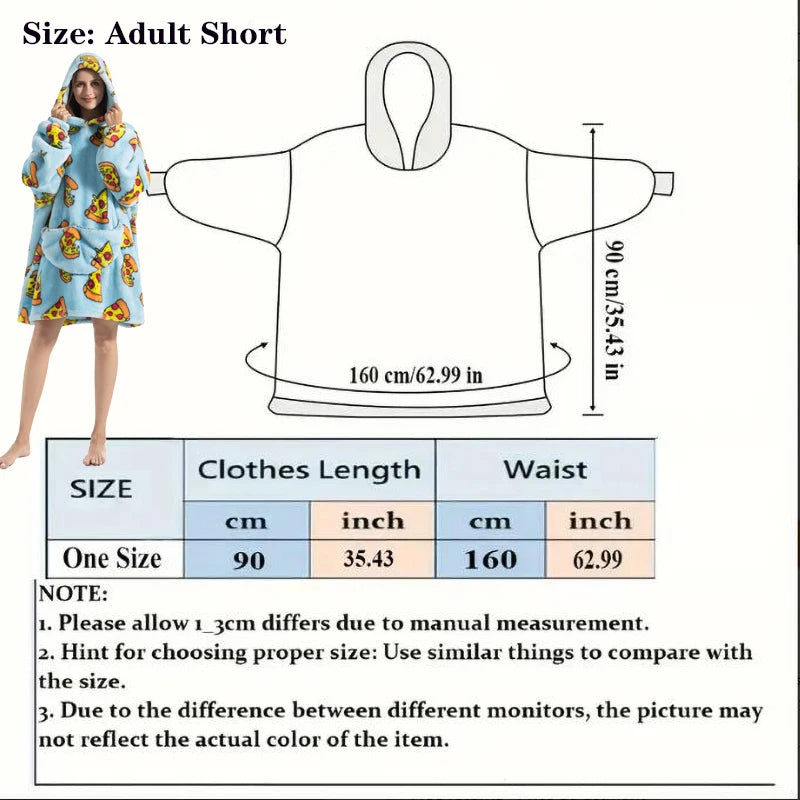 Women Plush Fleece Blanket Men Warm Thick Hoodies Adult Giant TV Blanlets with Sleeves Super Long Cold-proof Homewear Pajamas Pi-Mart