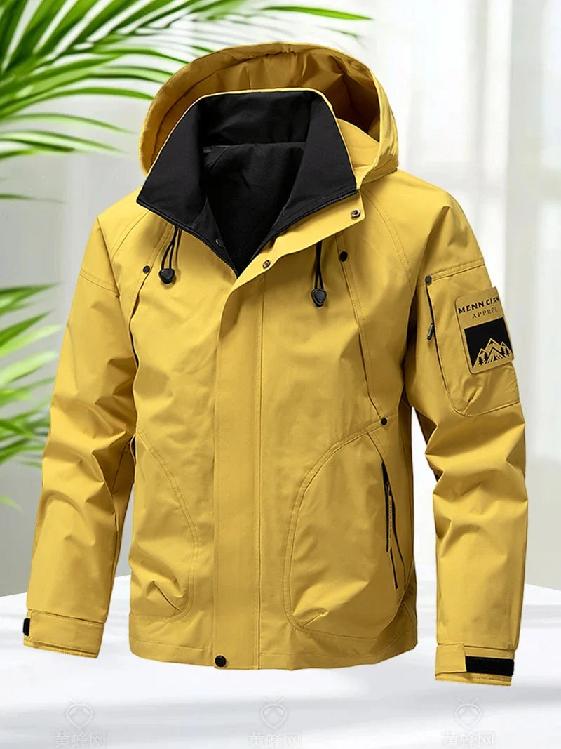 Waterproof Jacket Men Outdoor Softshell Zip Up Hooded Jacket Windbreaker Hiking Camping Coats Lightweight Spring Autumn Coats LadyShow.Store