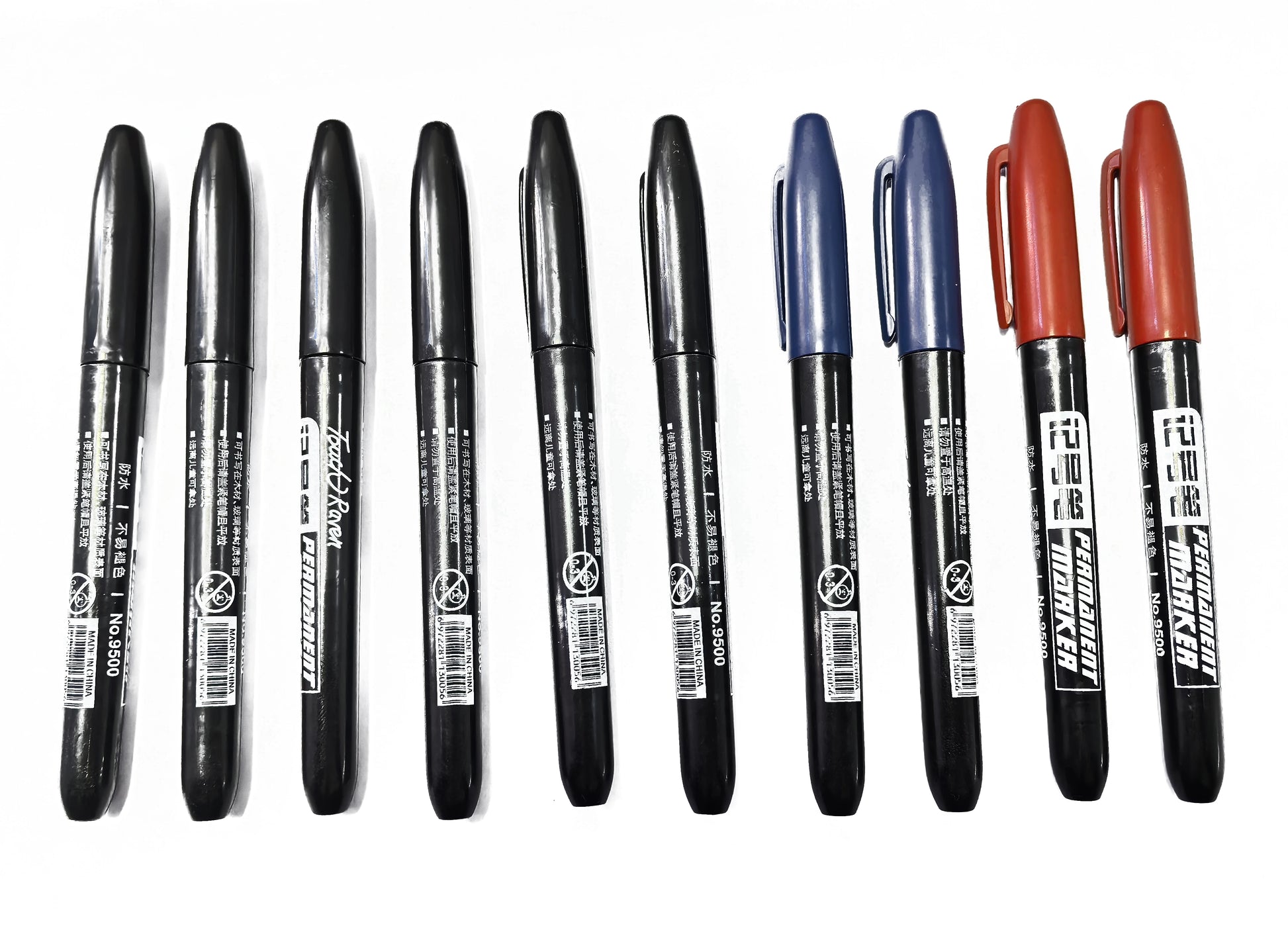 6 PCS Permanent Marker Pen Manga Drawing Markers Black Blue Red Waterproof Ink Sketch Pens Stationery Art School Supplies Pi-Mart