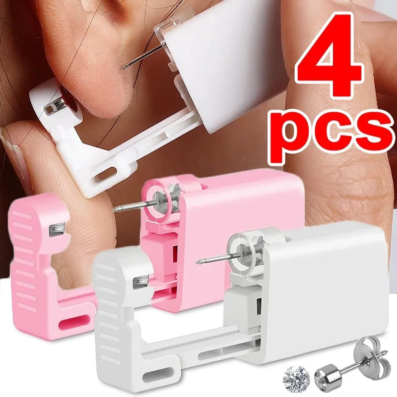 1-4Pcs Disposable Safe Painless Ear Piercing Tool, Healthy Sterile Punctur Kit Earring Studs Nose Rings Piercing Gun Set Pi-Mart