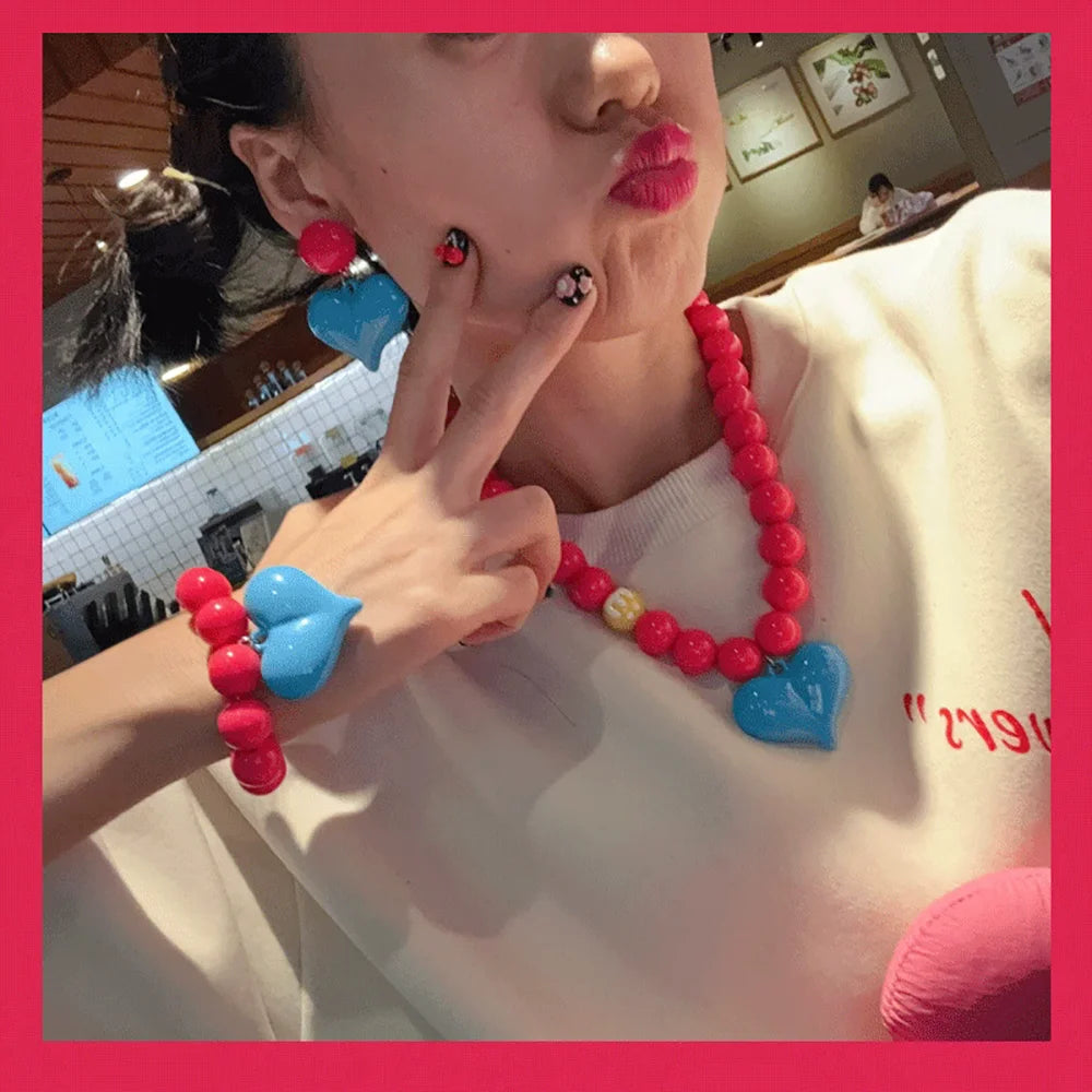 Fashionable Summer Pendant Necklace Simple And Elegant Bracelet Sweet Necklace New Heart-Shaped Jewelry Accessory Pi-Mart