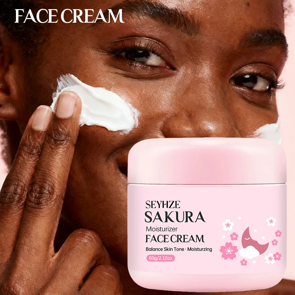 SEYHZE Sakura Collagen Essence + Moisturizing Cream Facial Care Set - 2pcs Packed with Collagen Peptides Vitamin C/E Aloe Niacin Pi-Mart