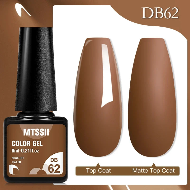 Mtssii 6ML Chocolate Color Gel Nail Polish Brown Semi Permanent UV Gel Autumn Winter Popular Soak Off Nail Art Gel Varnishes Tri Light Beauty