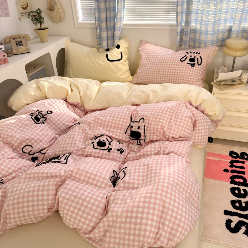Brown Stripe Bedding Comforter Set Pillowcase bed sheet Single Full Size Bed Linen Duvet Cover Set Queen/King Double Single Bed LadyShow.Store