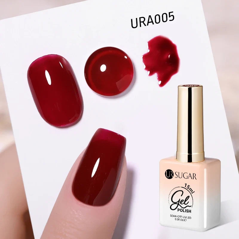 UR SUGAR 15ml Jelly Milky White Translucent Color Gel Polish Semi Permanent UV Gel Nail Art Soak Off Gel Varnish Latest Fashion Tri Light Beauty