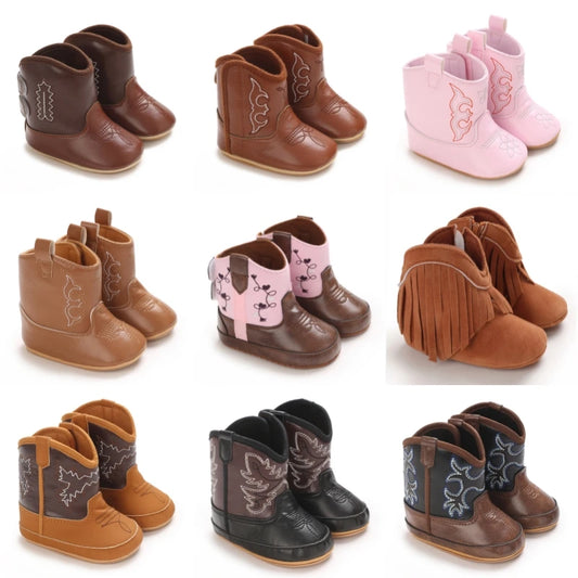 Baby Boys Girls Winter Boots 0-12 Months Western Denim First Walkers Warm Casual Fashion Pi-Mart