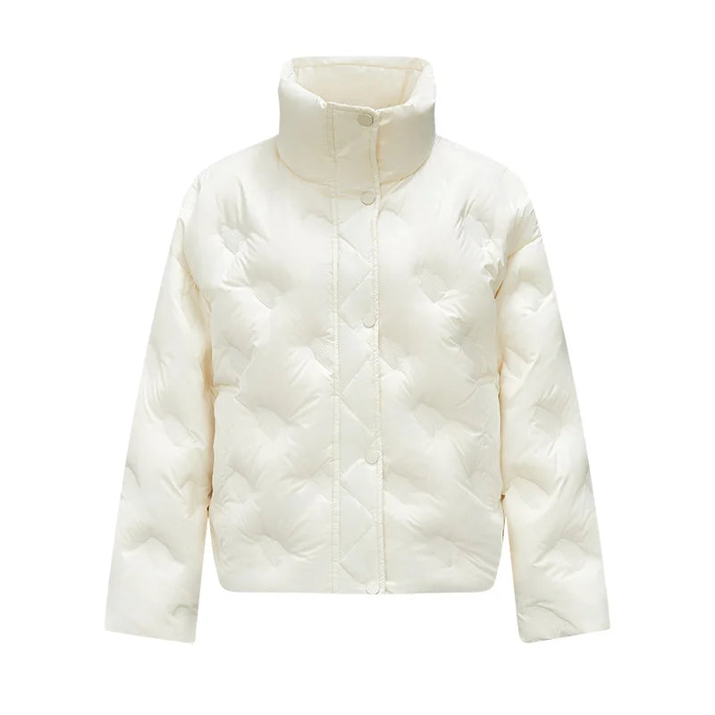 Semir Down Jacket Women Thin Houndstooth Loose 2024 New Winter Waterproof Windproof Stand-Up Collar Wear Down Jacket LadyShow.Store