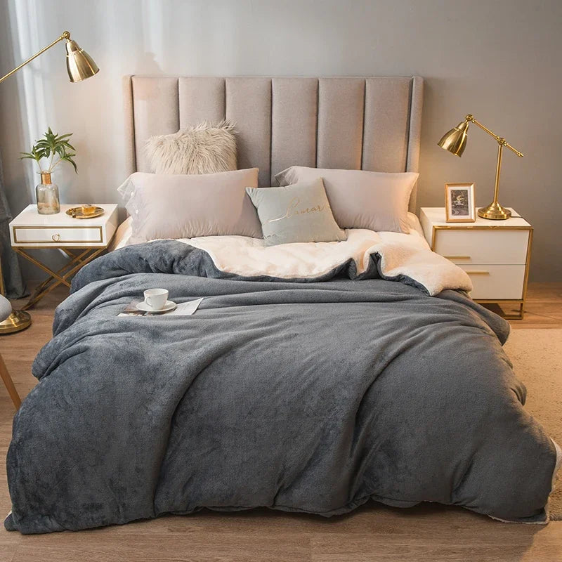 Wool Throw Blanket Keep Warm Winter Bed Blankets Double Sided Queen Duvet Cover Camping Double Bed Cover Bedspread On The Bed Pi-Mart