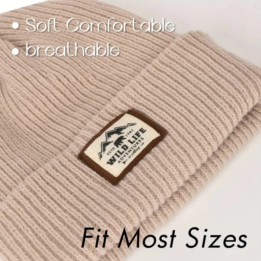 New Warm Outdoor Fleece Sports Hat Windproof Ear Protection Beanie Hats Knitted Thickened Winter Cap Men Women Pi-Mart