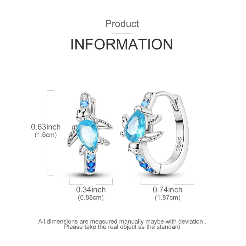 925 Sterling Silver Hoop Earring For Woman Night Sky Blue Purple Gemstone Original Earrings Fashion Jewelry Gift Pi-Mart