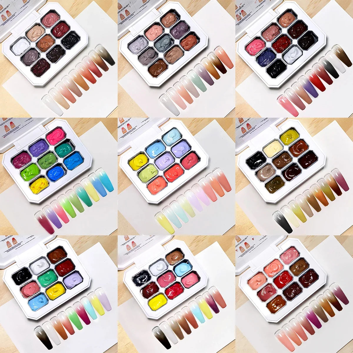 LIMEGIRL 7in1 Nail Gradient Painting Gel Long-lasting Nail Gel Polish Hybrid Color Nail Art Design High Texture Gradient Gel Tri Light Beauty