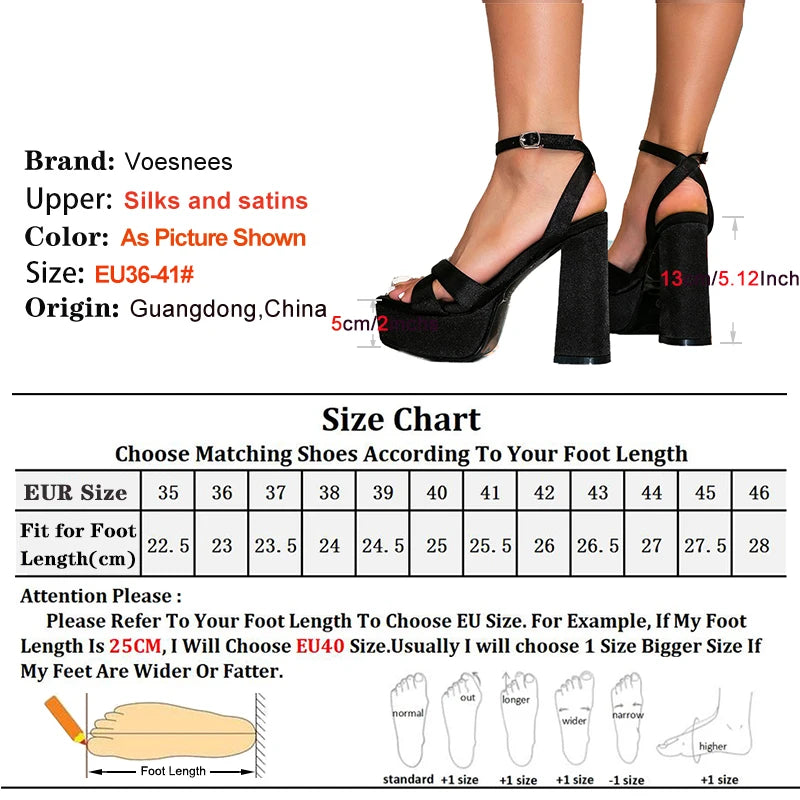 Black Silk And Satin Cross upper Square Toe Sandals Women Thick High Heels Summer Nightclub Dance Shoes 13CM Sandalias De Mujer Pi-Mart