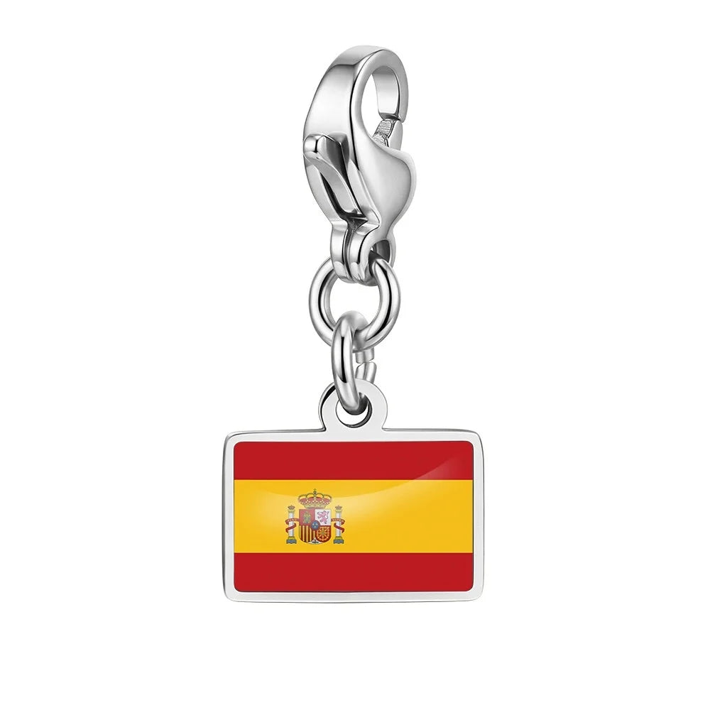 10mm Country Flag Charms Pendant Necklace Bracelet Keychain Bagchain Stainless Steel  Jewelry A Commemorative Gift For A Friend Pi-Mart
