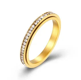 Stainless Steel Ring for Women Inlaid Zircon Rings Waterproof Romantic Fashion Jewelry Pi-Mart
