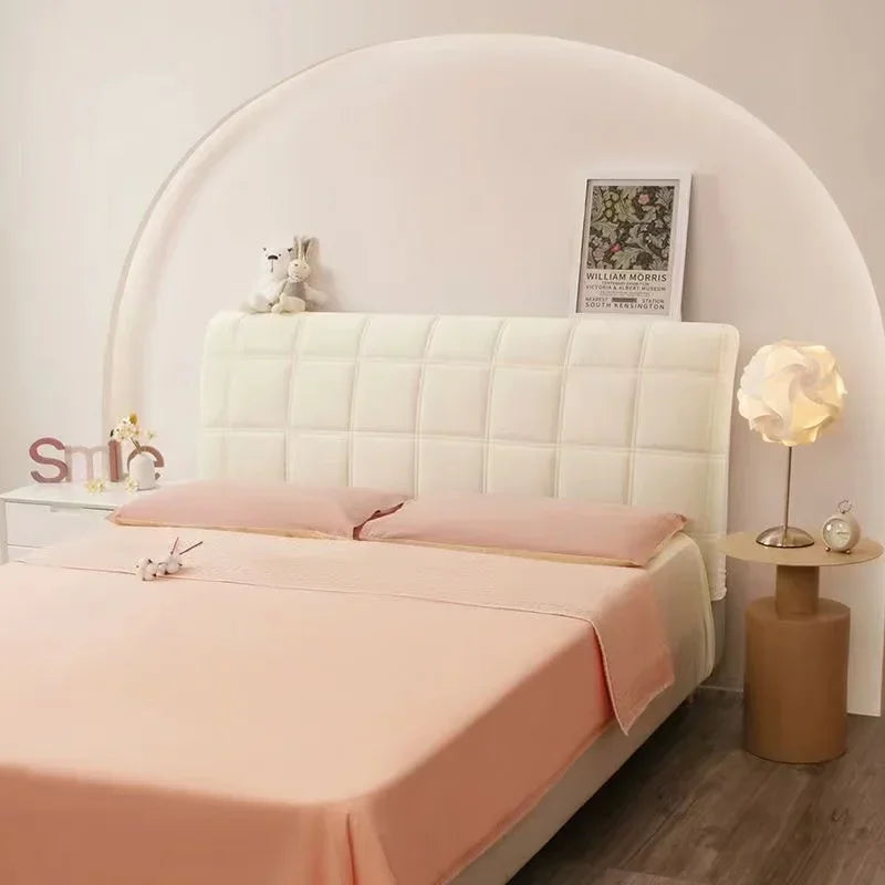All-inclusive Super Soft Smooth Quilted Head Cover Thicken Velvet Headboard Cover Solid Color Bed Back Dust Protector Cover Pi-Mart