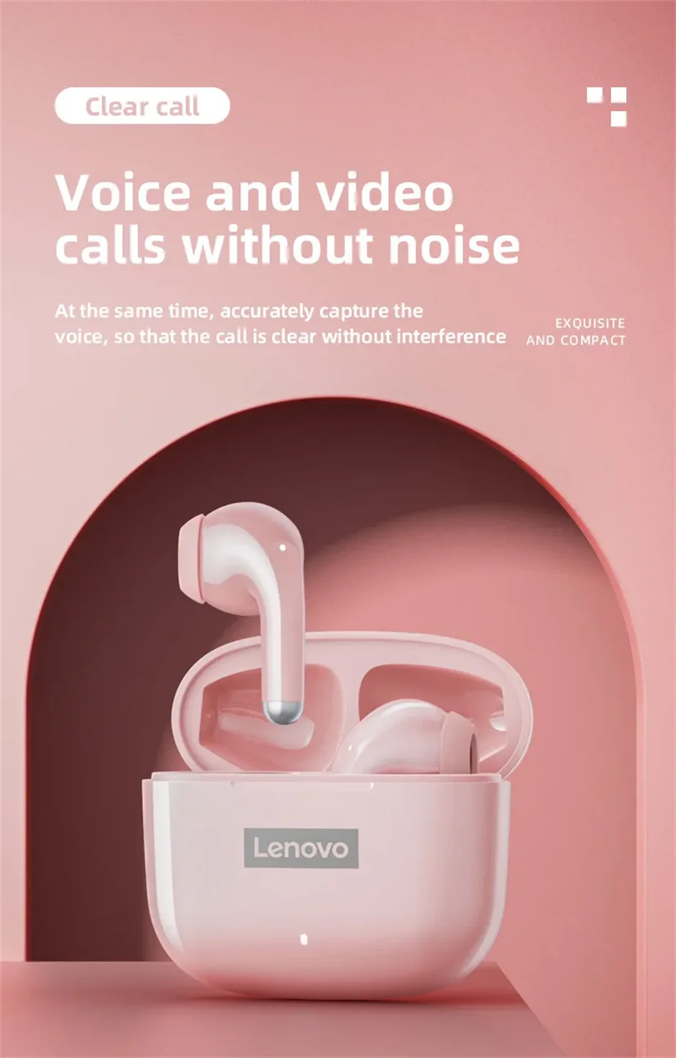 Lenovo LP40 Pro TWS Bluetooth 5.4 Wireless Headphones HiFi Stereo Earphones Gaming Sports Touch Control HD Call With Mic Earbuds Pi-Mart