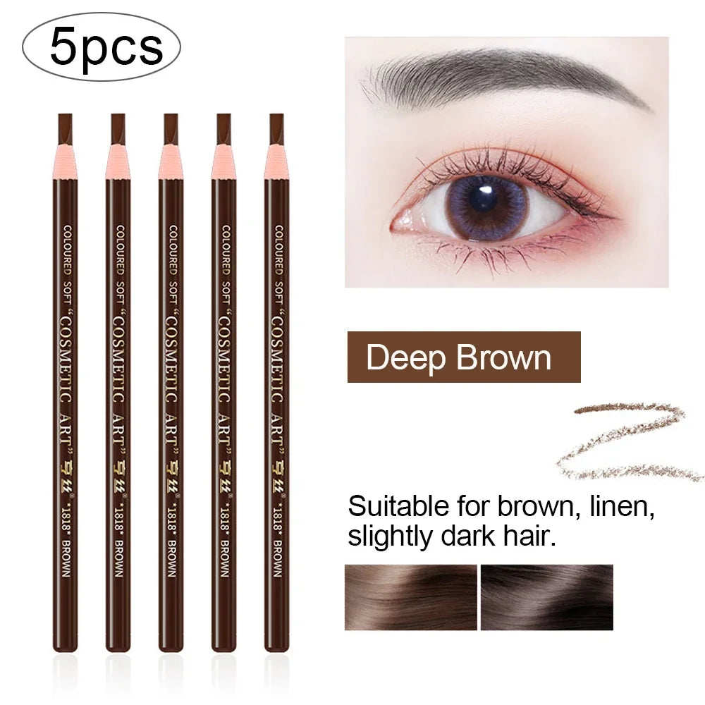 5PCS Professional Microblading Pencil Permanent Eyebrow Pencil Tattoo Waterproof Art Tint Makeup Eye Brow Pen Enhancers Cosmetic Tri Light Beauty