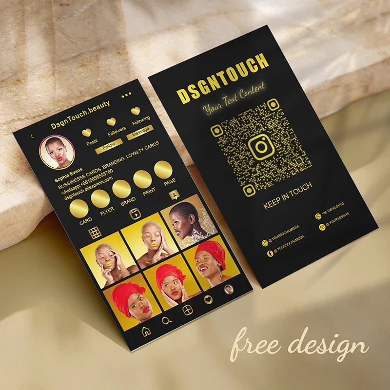 DsgnTouch Instagram Custom QR Card Review Customized Visit Lash Virtual Business Product Cards Beauty Personalized For Business Tri Light Beauty