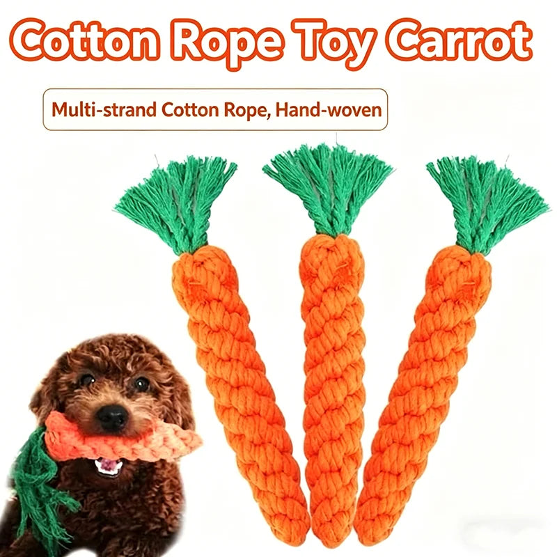 Chew Toys For Small Dogs Puppy Cleaning Teeth Bite Resistant Carrot Cotton Rope Pet Playing Toy Accessories Pet Supplies Pi-Mart