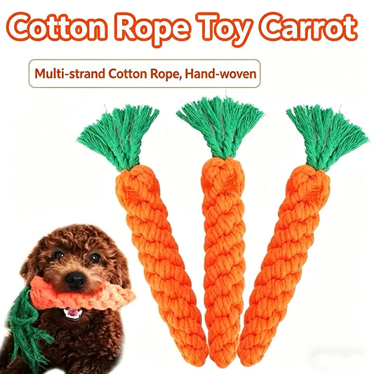 Chew Toys For Small Dogs Puppy Cleaning Teeth Bite Resistant Carrot Cotton Rope Pet Playing Toy Accessories Pet Supplies Pi-Mart