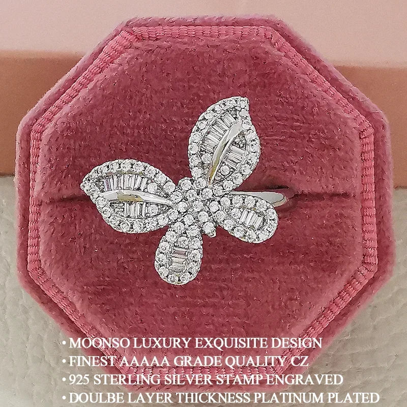 2026 New Trendy Butterfly silver color cute Fashion Ring For Women Party Gift  Jewelry Wholesale R6134 Pi-Mart