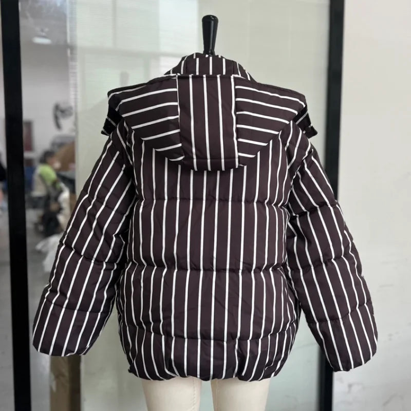 Chic Leopard Hooded Puffer Coat Set Women Quilted Full Sleeve Zip Jacket Wide Leg Pants 2026 New Lady Winter Thicken Warm Outfit Pi-Mart