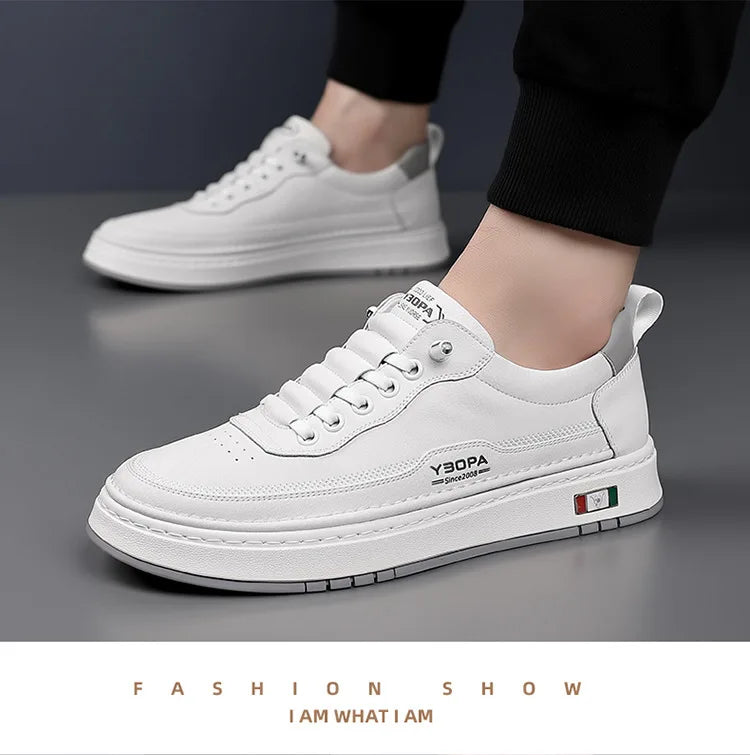 New Large Size 38-48 Leather Men's Sneakers Fashion Casual Men's Platform Sneakers Spring Autumn Designer Board Shoes Man Pi-Mart