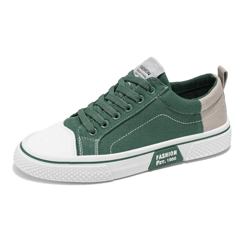 Canvas shoes four seasons men's casual shoes students flat shoes fashion soft-sole outdoor walking shoes youth Joker board shoes Pi-Mart