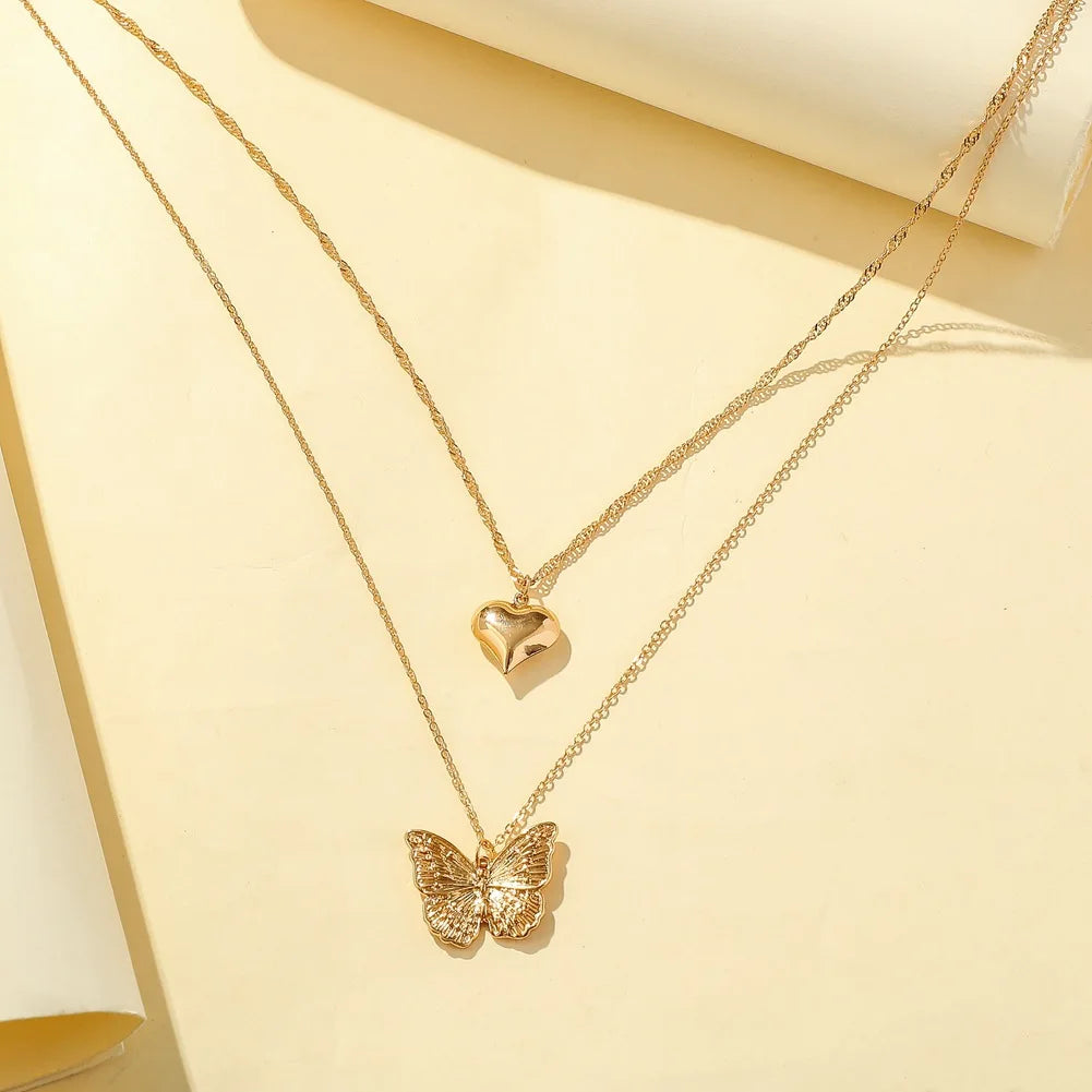 Vintage Butterfly Necklace Women Golden Stainless Steel Blade Snake Chains Aesthetic Charms Choker Women jewelry Gift To Mujer Pi-Mart