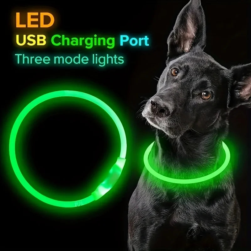 Pet Dog LED Light Collar Luminous Anti-Lost Dog Collar USB Rechargeable Dog Necklace Collar Pi-Mart