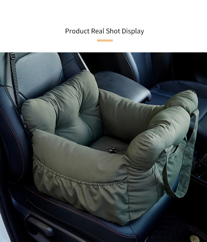 Dog Car Seat with Safety Belt - Non-Slip Pet Car Bed for Small Dogs, Washable Travel Carrier with Secure Straps for Safe Car Pi-Mart