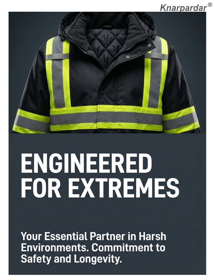 Winter Black Jacket High Visibility Warm Jacket for Men With Customized Logo Waterproof Jacket Reflective Parka Jacket Workwear Pi-Mart