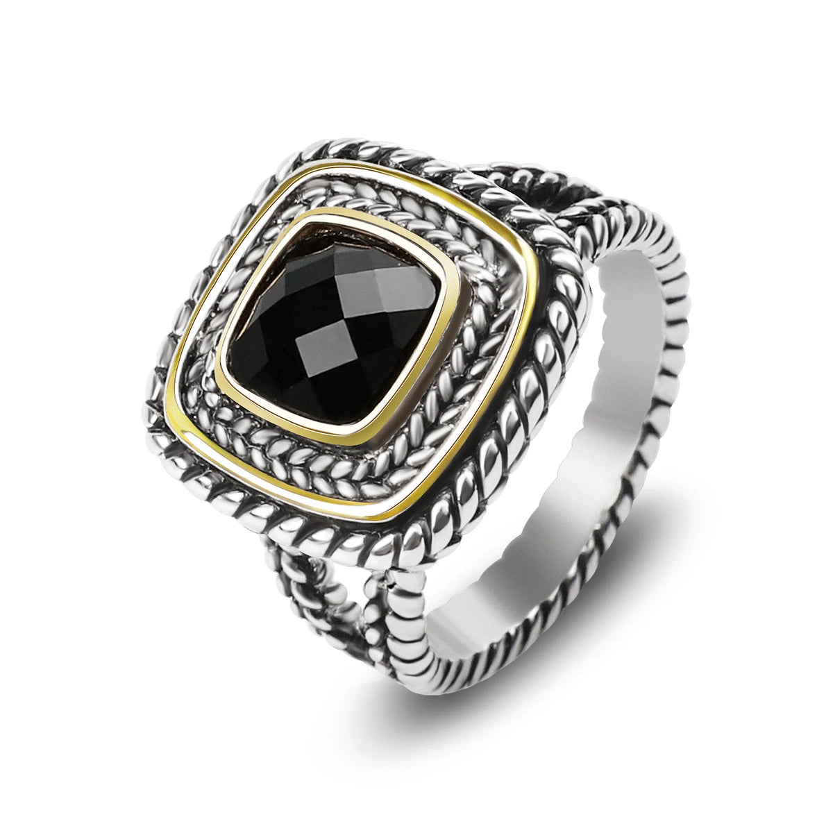 Designer Inspired Two Tone Statement Rings for Women 18K Gold Plated Fashion Brand Engagement Wedding Ring Pi-Mart