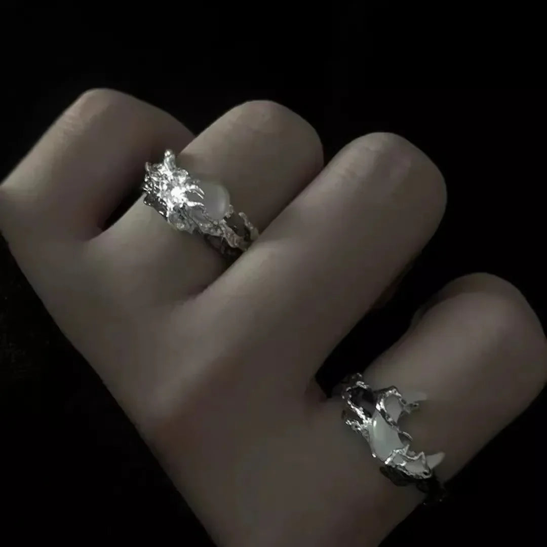 Vintage Y2K Irregular Sun Moon Open Ring for Women Men Adjustable Metal Punk Finger Rings Fashion Party Jewelry Lovers Gifts Pi-Mart