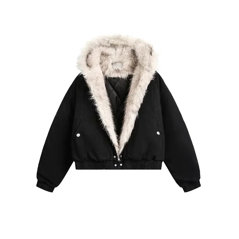 2026 American fashion brand black and yellow cross-shaped jacket high street style loose stand-up collar zipper cardigan jackett Pi-Mart