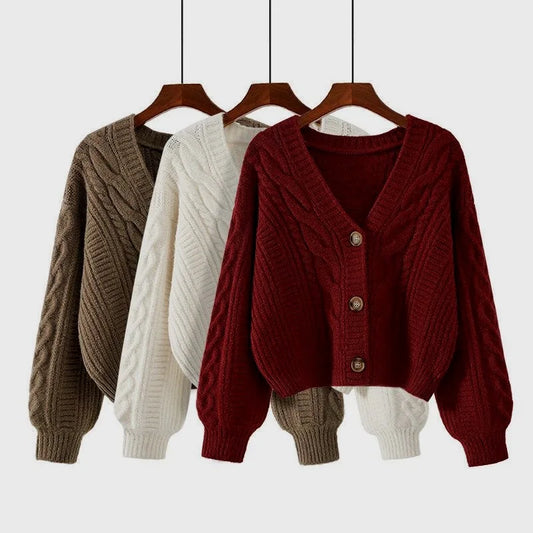 Autumn Winter Fashion Cardigan Sweater Women Knitted Coats Female Solid Long Sleeve Casual Knit Jacket Cardigans Tops Knitwear LadyShow.Store