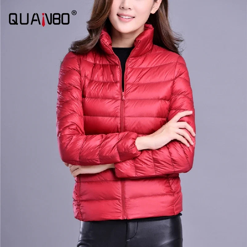 Women Spring Jacket Fashion Short Ultra Lightweight Packable Puffer Coats 15 Colors Female Down Warm Korean Slim Fit Parkas 5XL LadyShow.Store