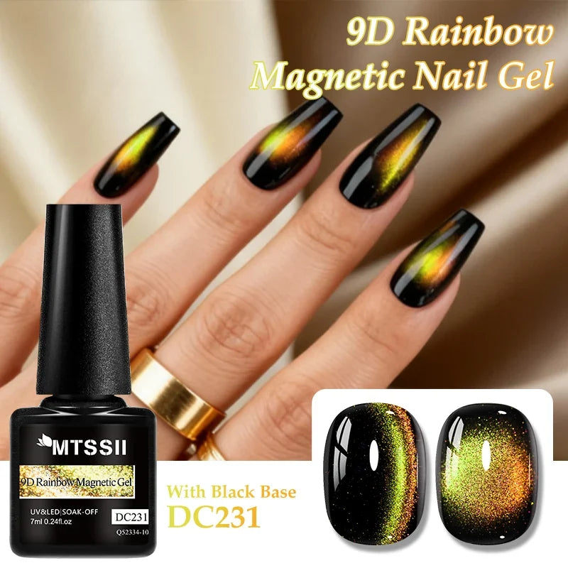 9D Rainbow Cat Magnetic Gel Nail Polish Chameleon Galaxy Effect Magnetic Semi Permanent Soak Off UV Gel Varnish Nail Supplies Tri Light Beauty