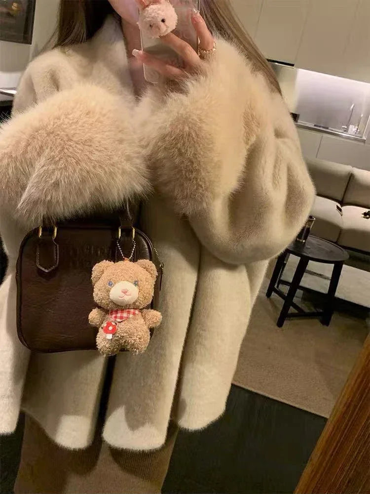 Faux Mink Fur Coat for Women Winter Thick Loose Hairy Casual Jacket Y2K Fashion Streetwear Long Sleeve Warm Fur Outerwear LadyShow.Store