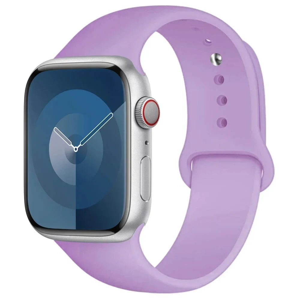 Silicone Band For Apple Watch strap 44mm 45mm 40mm 41mm 42-38mm 45 mm sport bracelet iwatch series 8 7 6 5 4 3 SE 9 Ultra 2 49mm LadyShow.Store