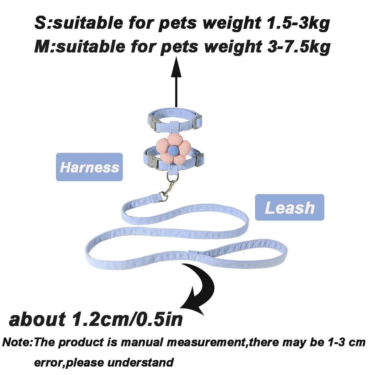 Cat Harness and Leash Sets Adjustable Dog Harness for Small Dog Leash Breashable Pet Harness Out Walking Dog Strap Cat Accessory Pi-Mart