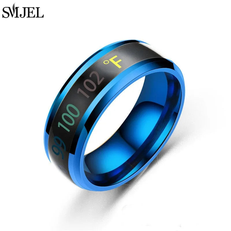 Smart Sensor Body Temperature Ring Man Women Multifunctional Stainless Steel Display Real-time Temperature Test Finger Rings Pi-Mart