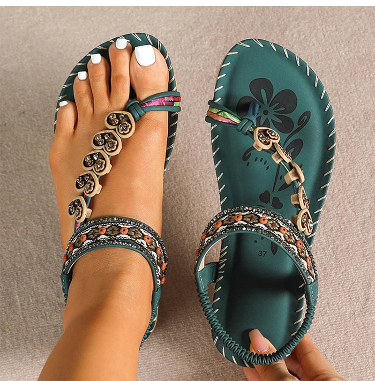 Women's Sandals Bohemia Style Sandals Summer 2026 Shoes For Woman Flip Flops Beach Summer Shoes Women Low Heels Footwear Pi-Mart