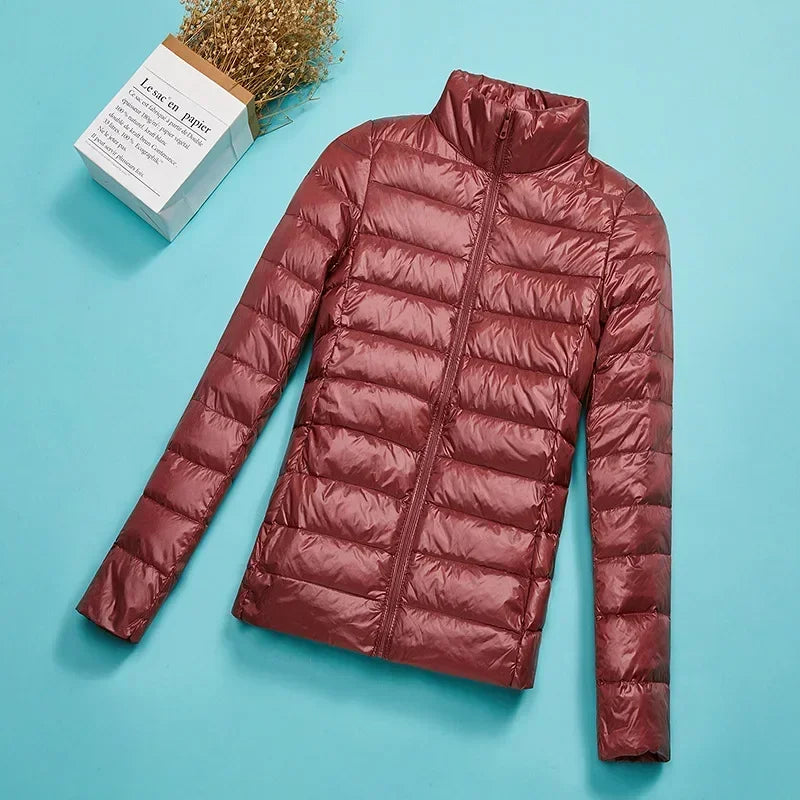 Plus Size down Jacket Female Short Ultra Lightweight Packable Puffer Coats Women Fashion 15 Colors Warm Slim Fit Parkas 7XL LadyShow.Store