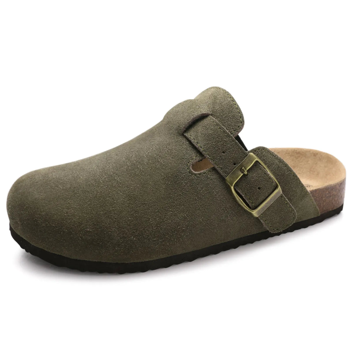 Comwarm Buckle Clogs For Women Men New Genuine Suede Clogs with Arch Support Soft Cork Footbed Mules Fashion Thick Beach Sandals Pi-Mart