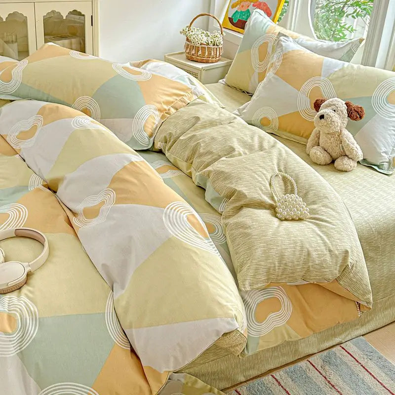 100% Cotton Bedding Set Duvet Set, Quilt Cover Pillow Sham, Wrinkle Free Machine Washable, All Season Comfort 240x220 Pi-Mart