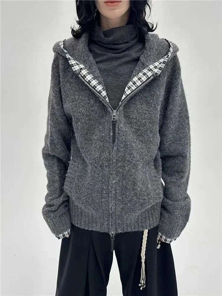 Korean Fashion Sweatshirts Harajuku Gothic Printed Coats Jackets Subculture Vintage Faux Fur Hooded Women Casual Y2k Clothing LadyShow.Store