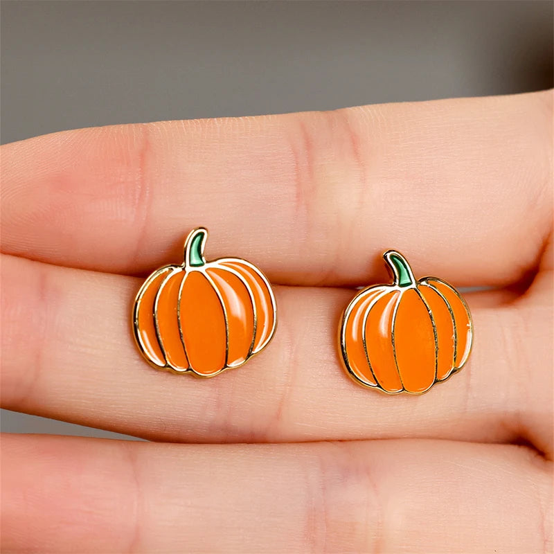 Huitan Newly Designed Pumpkin Stud Earrings Fancy Lady Ear Earrings Daily Wear Party Chic Accessories Fashion Jewelry for Women Pi-Mart