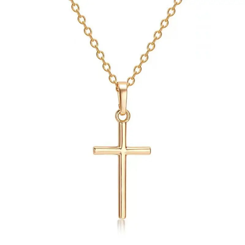 Fashion Christian Jesus Cross Necklaces Silver Color Long Chain Simple Pendants For Women Men Jewelry Gifts Dropshipping Pi-Mart