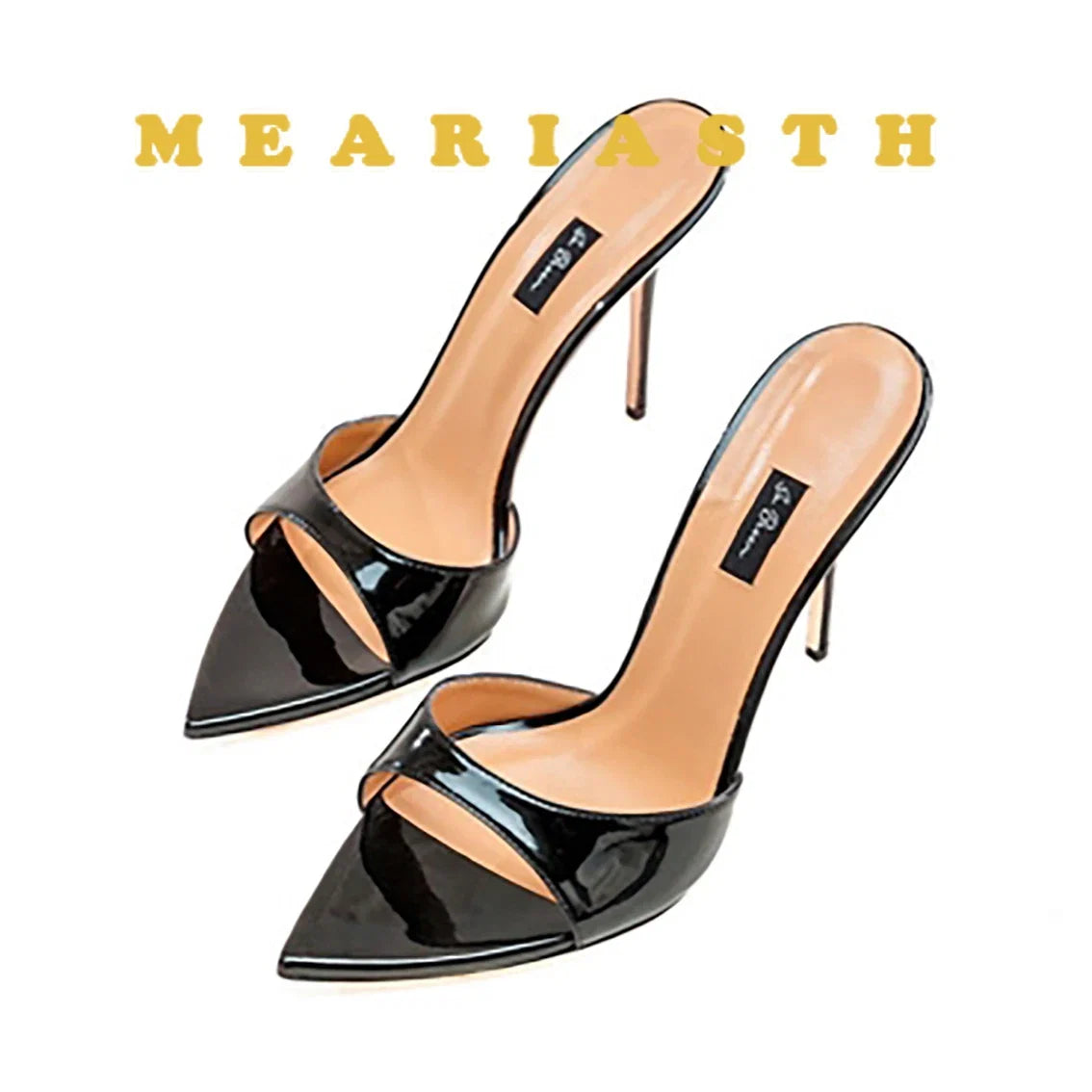 12/10cm pointed Open Toe High Heel Shoes Woman Summer OutsideSlipper Party Stiletto Luxury Designer Patent Leather Women Sandals LadyShow.Store